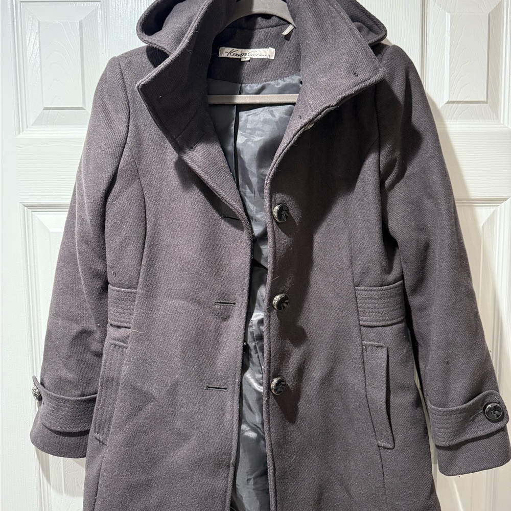 Kenneth Cole New York Charcoal Hooded Trench Coat